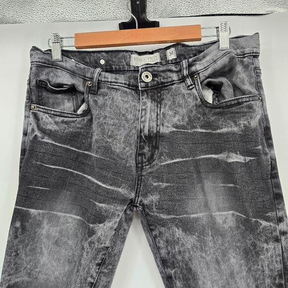 Evolution In Design Men's Acid Wash Tie Dye Stretch Skinny Jeans Gray Size 34x34 - Picture 3 of 11